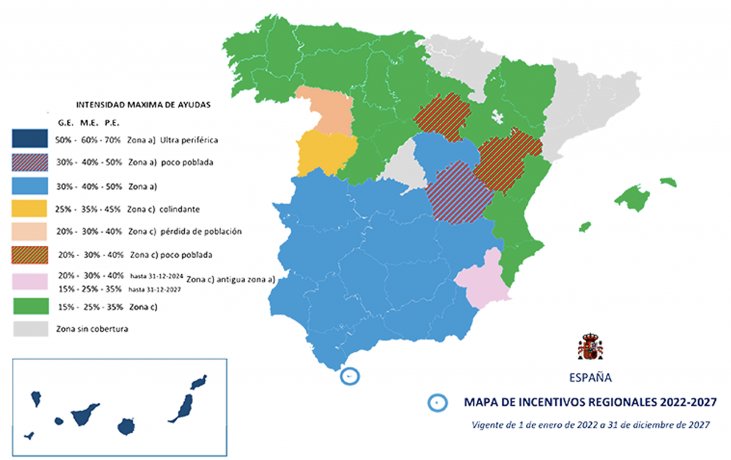 mapa de incentivos regionales